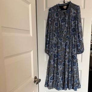 Philosophy Blue and Black Patterned Midi Dress